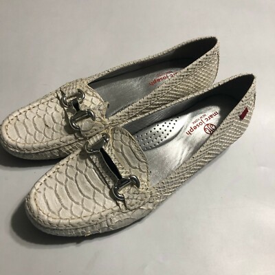 Marc Joseph Womens Grand St Exotic White Slip on Leather Shoes Brazil Sz 8 NWOB