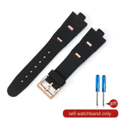 Gummi Uhrenarmband passend für Bvlgari erhöhter Mund schwarz weiches...