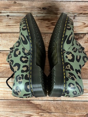 Dr Doc Martens 1461 Leopard Smooth Green Brown Boots Shoes  display picture 2