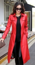 Women Leather Jacket, Women Trench Coat, Halloween Party Coat. Ladies Long Coat