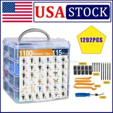 1295PCS Car Retainer Auto Fasteners Body Plastic Trim Clips Pin Rivet Bumper Kit
