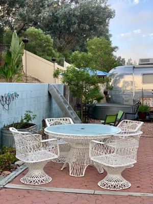 Russell Woodard Spun Fiberglass 5 Piece Patio Table Chairs Ebay