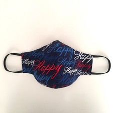 Handmade Adult Face Mask Happy print nose wire chin piece lined cotton