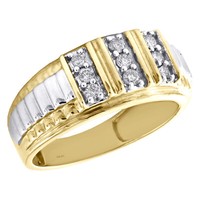 10K Gelbgold Zacken Set Rund Diamant Ehering Herren 10Mm Rosa Ring 1/3 Karat