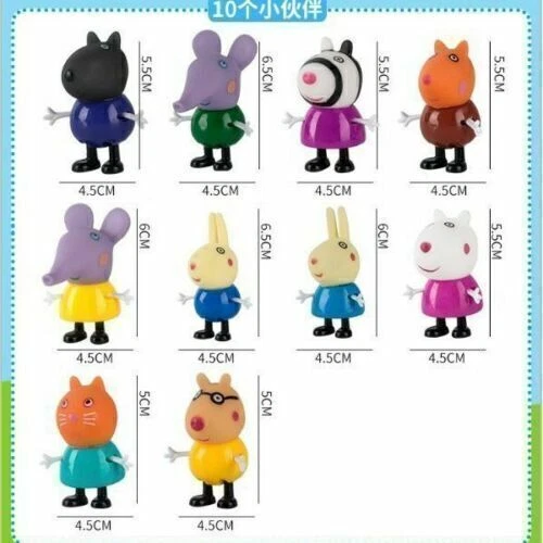 25x Set de figuras Papá Mamá Peppa Pig Schorsch Wutz Familia y amigos Cumpleaños RECN - Imagen 7 de 12