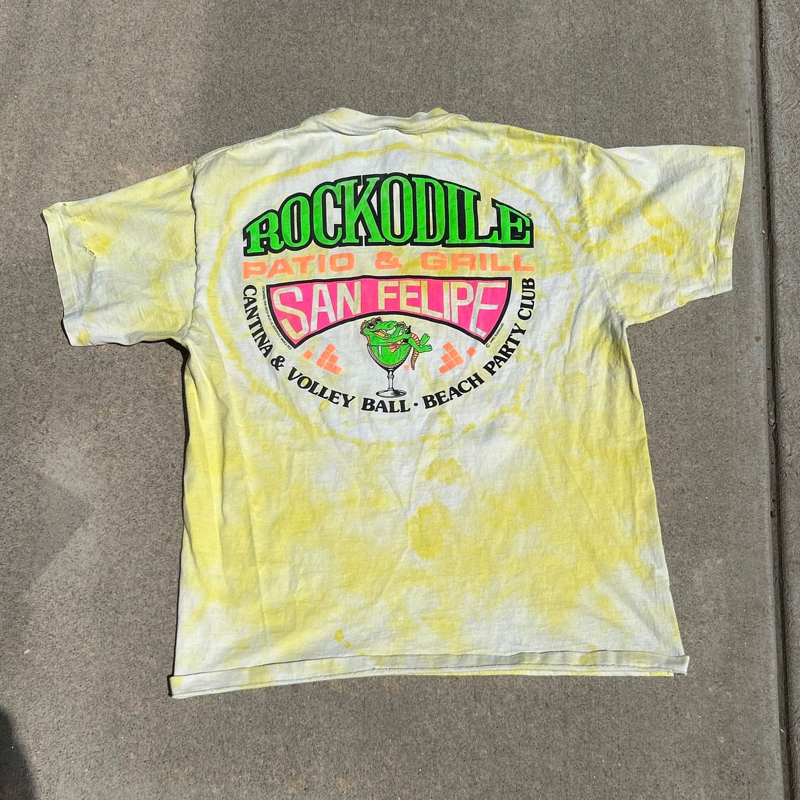 ALTRA Camicia vintage anni 90 punto singolo Rockodile San Felipe tie dye difetti mostrati taglia XL