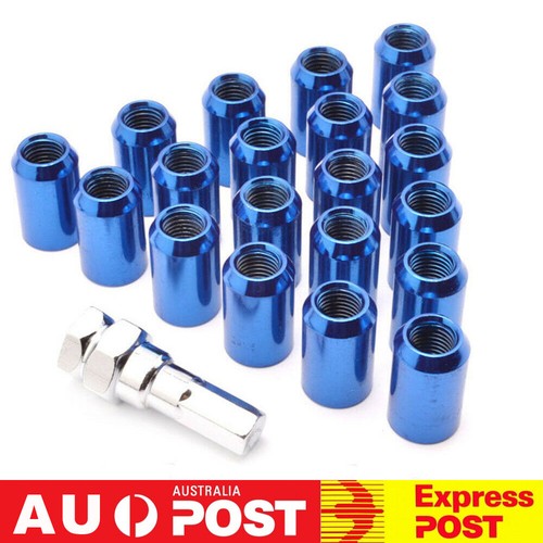 Blue M12x1.5 Steel Wheel Lug Nuts Wheel Rims Tuner With Lock 20PC For ...