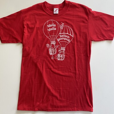 Vintage 1987 Walla Walla Hot Air Balloon Stampede Souvenir T-Shirt 80s Red - L