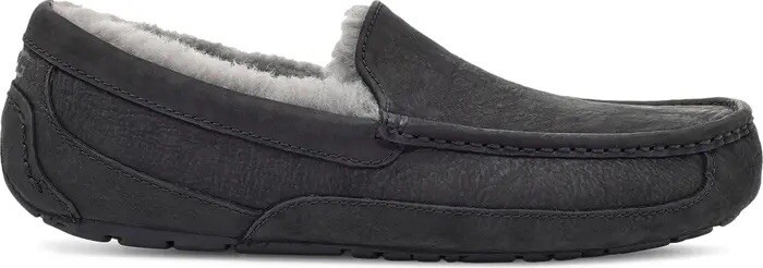 UGG Ascot Men\'s Slipper - Black Matte Leather, US 13 Good Condition UGG ASCOT MEN SLIPPER MATTE LEATHER BLACK US 13 /UK 12 /EU  main image 4