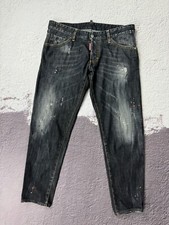 Dsquared2 black distressed faded painted cropped jeans skiny