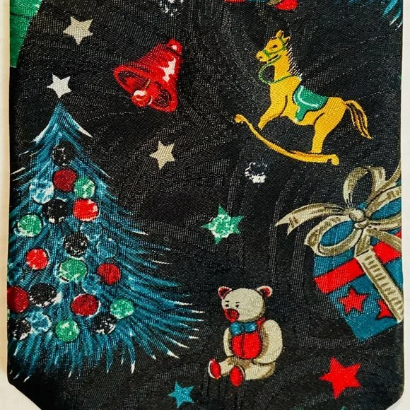 Gravata masculina Adolfo novidade gravata de férias brinquedos de Natal nostálgico 59" x 4" - Imagem 4 de 4