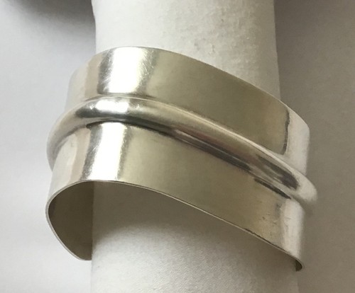 Brazalete Vintage México Antiguo Curvado Plata de Ley América Latina - Imagen 3 de 10