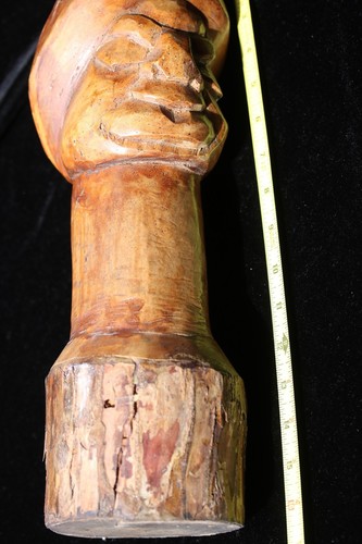 VINTAGE massive MCM Hand Carved Wood Statue of MAN male Figure 15 3/4" TIKI bar - Picture 14 of 15