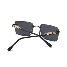 Fashion Men's Square Hip Hop Sunglasses Quavo Luxury Gold Rimless Shades Glasses