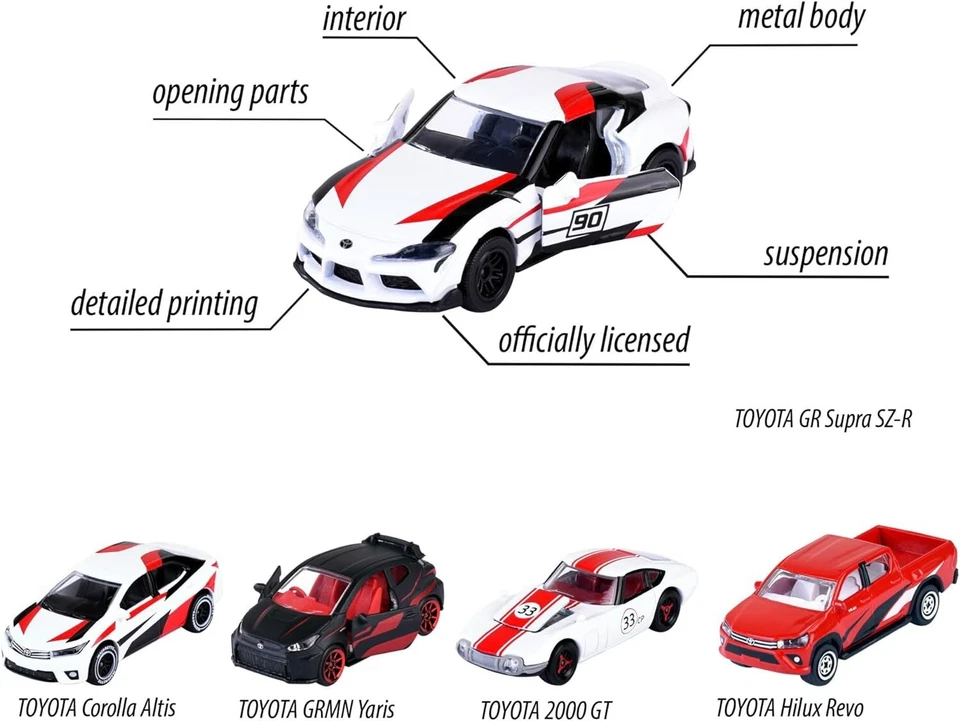 Paquete de 5 paquetes de regalo Majorette Toyota Racing set de regalo modelo coche metal. aprox 1/64 Foto 4 de 4