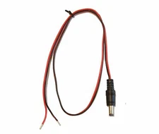 24 in (2ft.) 2.1mm x 5.5mm DC Barrel Coaxial Power Plug to Bare Open Ended Wire 
