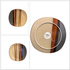 Better Homes & Gardens 3- Dinner Plates BAZAAR BROWN 11" D Stripes