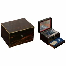 VERY RARE 1867 ASPREY & CO COROMANDEL DRESSING TABLE BOX STERLING SILVER PEARL