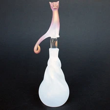 Cat Kitten Perfume Bottle Hand Blown Glass Gold Crystal