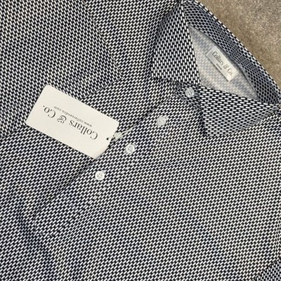 Collars and Co Men's Dress Collar Stretch Polo Shirt Size M Vantage Black Office