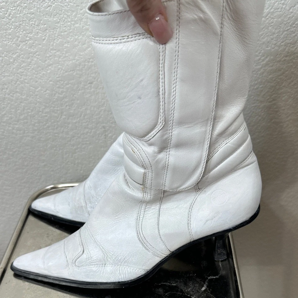 Botas de Tacón Estilo Western Moto Cuero Blanco Bronx DE COLECCIÓN - 39/9 Foto 4 de 4