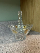 Vintage-Anna Hutte Bleikristall lead Crystal Clear & Gold Glass Basket