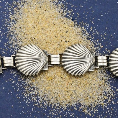 Sterling Silber 925 Muschel Salz Leben Armband 7 1/4''