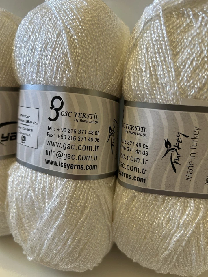 Lote de 3 hilos ICE blanco viscosa poliéster Dralon súper fino/calcetín Foto 4 de 4