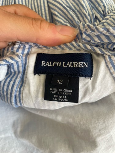RALPH LAUREN ADORABLE BLUE/WHITE STRIPED DRESS W/RUFFLE BODICE AGE 12 y - Picture 11 of 13