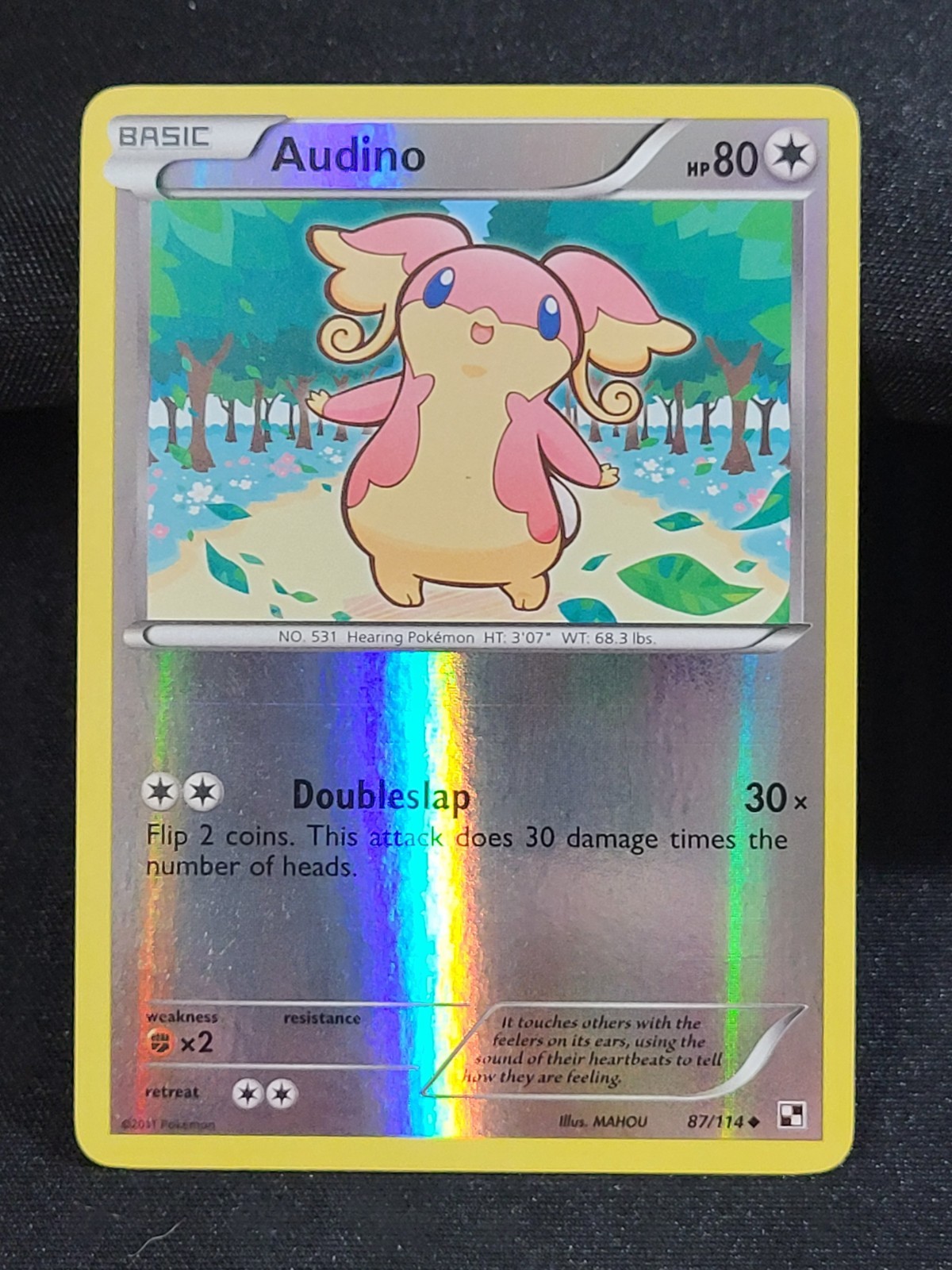 Pokemon TCG Audino 87/114 Black & White Uncommon Reverse Holo LP