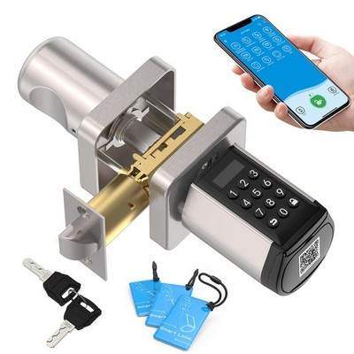 WELOCK WiFi Smart Door Lock, 5-in-1 Keyless Entry PCB24 Doorknob, Silver 