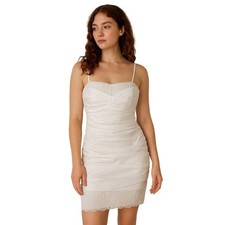 KATIA Vintage 90s White Bodycon Lace Trim Dress M Y2K Coquette Partywear