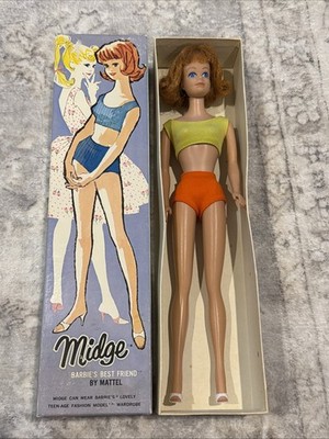 Vtg 1962 Barbie MIDGE Doll Red Titian Hair Japan Import W/original