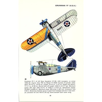 Grumman FF-1 & F2F-1 USA 1970 Fighter Aircraft Print SE2-3