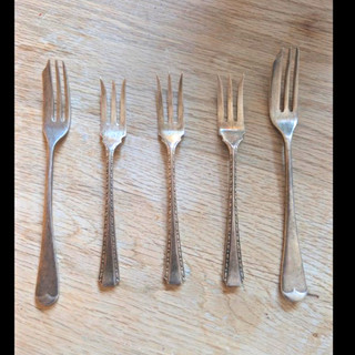 Set of 5 EPNS Marked Silver Plated Forks Silver Plate Composition
