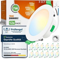 LED Einbaustrahler Dimmbar 7W IP44 230V 12Er Set Loch 67-75Mm 12 StüCk