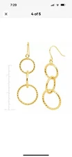 Finecraft Interlocking Circle Textured Drop Earrings in 14K Yellow Gold