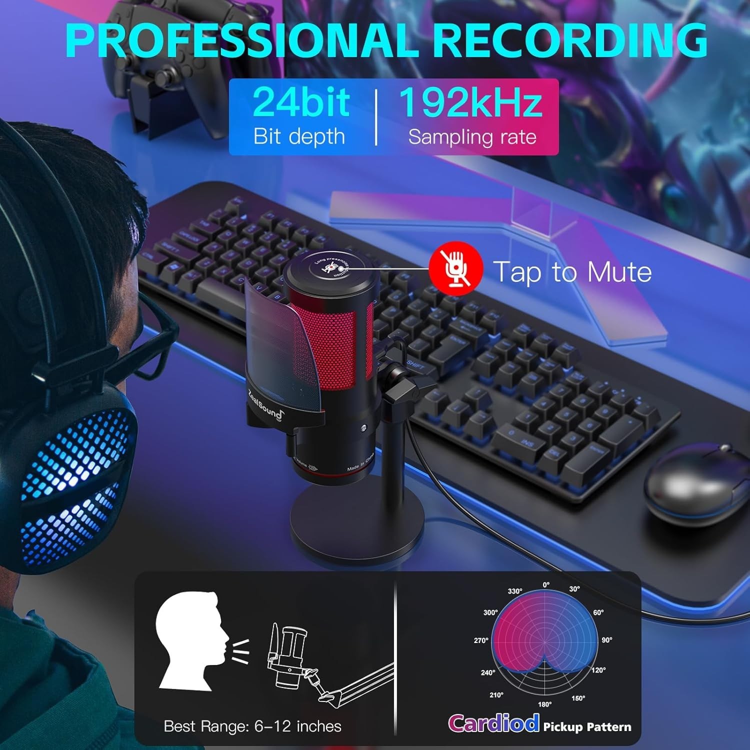 Microfono Condensador De Estudio Profesional Para PC Youtubers Podcast Gaming