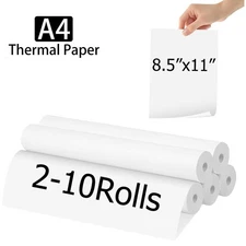2-10 Rolls A4 Thermal Printer Paper 8.5x11"  for M08F M832 M834 Portable Printer