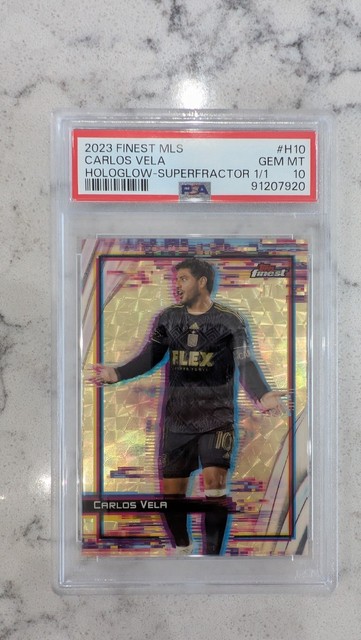 2023 Topps Finest MLS Hologlow Superfractor 1/1 Carlos Vela PSA 10