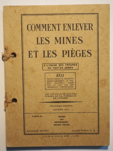 HOW TO REMOVE MINES AND TRAPS (USA translation) - January 1944 - VGC