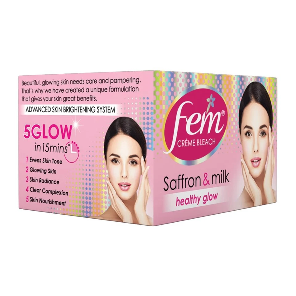 Fem Fairness Saffron & Milk Healthy Glow Skin Bleach Cream 8gram Pack of 6 - Image 3 of 4