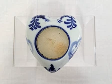 VTG Delft Blauw Blue & White Windmill Floral Votive Candleholder Heart 1.25"x2.7