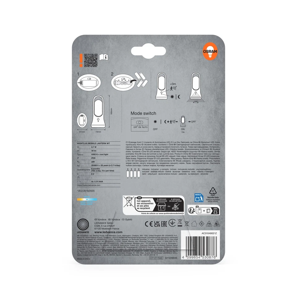 OSRAM mobiles LED Nachtlicht mit Bewegungs- und Tageslichtsensor, neutralweiß - Bild 3 von 4