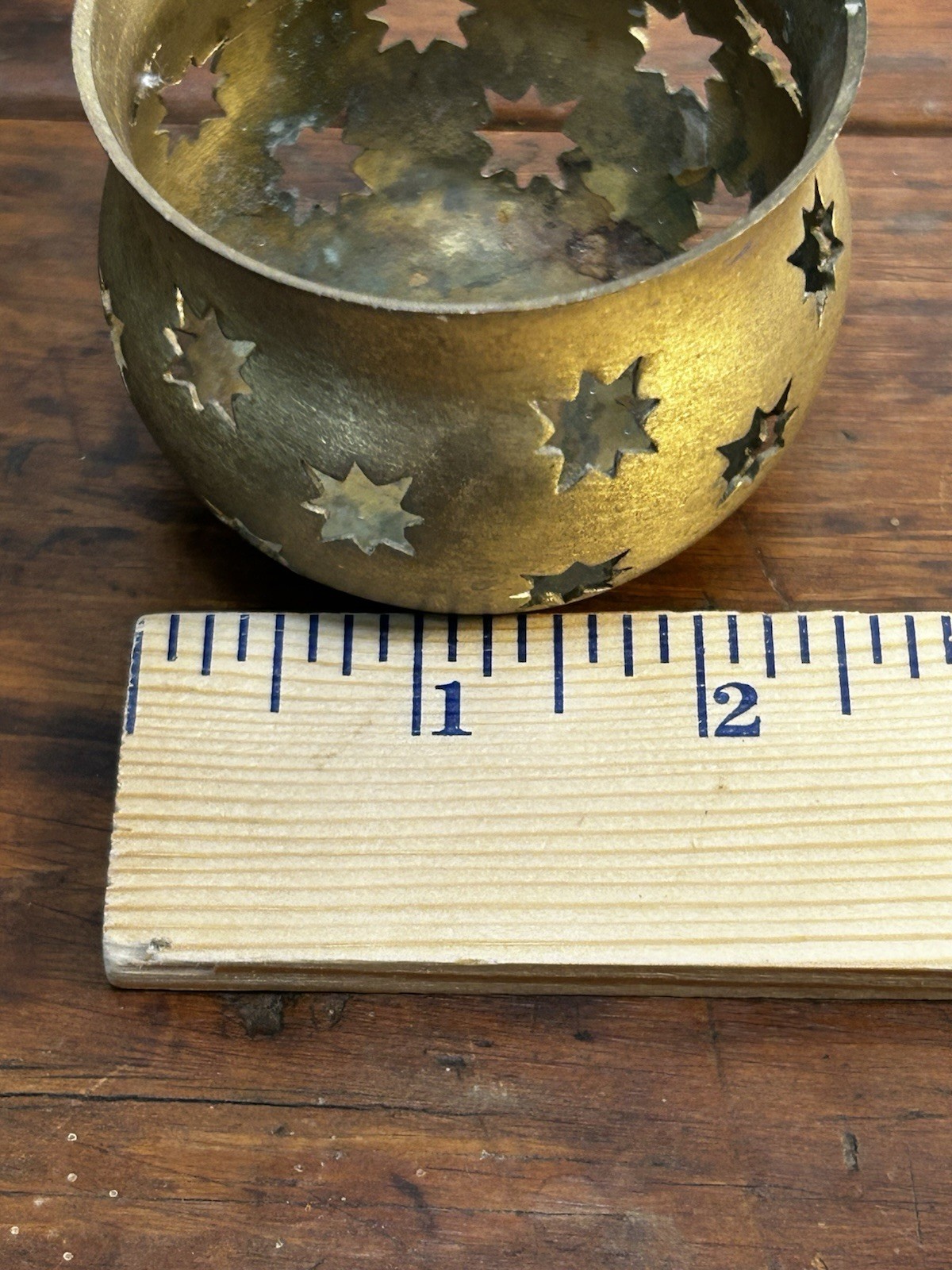 Vintage Solid Brass Votive Tea Light Candle Holder Star Cut-Outs Lillian Vernon
