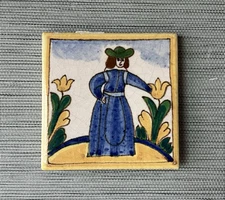 Antique AETCO American Faience European Style Art Tile, Gardener