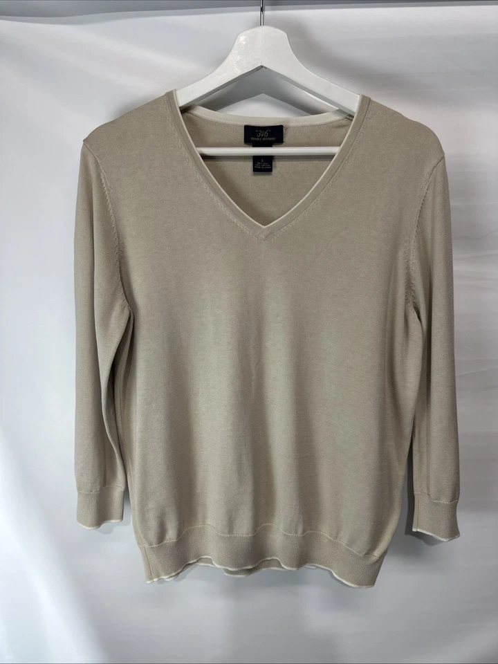 Brooks Brothers 346 Women's Tan Silk Cotton Blend Pullover Knit Top Size Large - Image 4 of 4