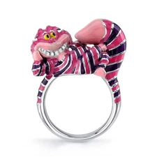 Disney X RockLove NEW 'Alice in Wonderland' Cheshire Cat Enamel Ring - Size 7