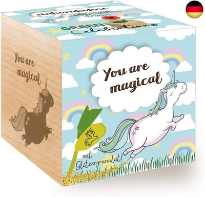 Grow Your Own Einhornbohne, Holzwürfel Mit Lasergravur «You Are Magical», Na