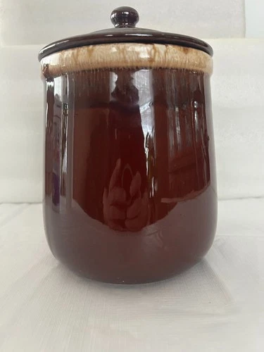 Vintage McCoy Pottery Brown Drip Glaze Canister with Lid #131